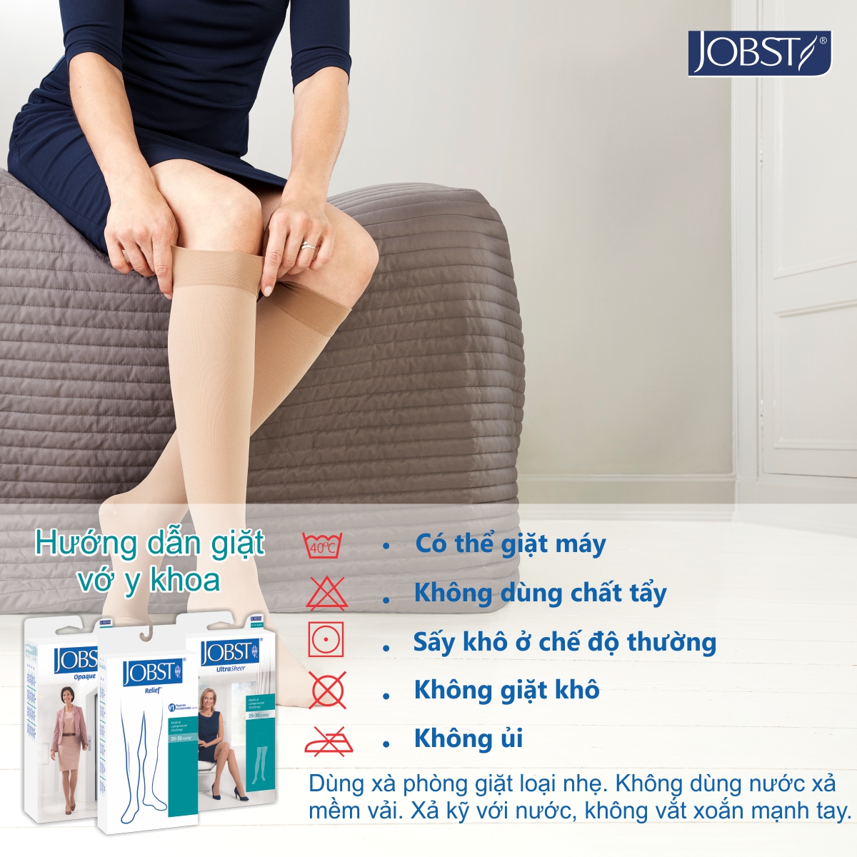 Vớ găng tay hỗ trợ điều trị phù bạch huyết JOBST Bella Lite chuẩn áp lực 20-30mmHg, màu da