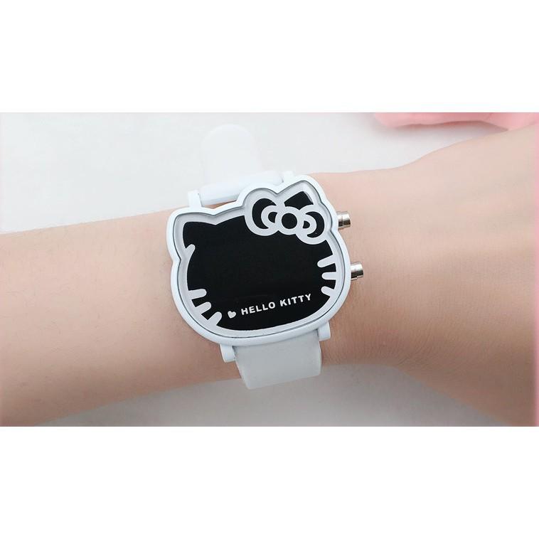 Đồng hồ điện tử đèn LED chống nước hình Hello Kitty Gdep