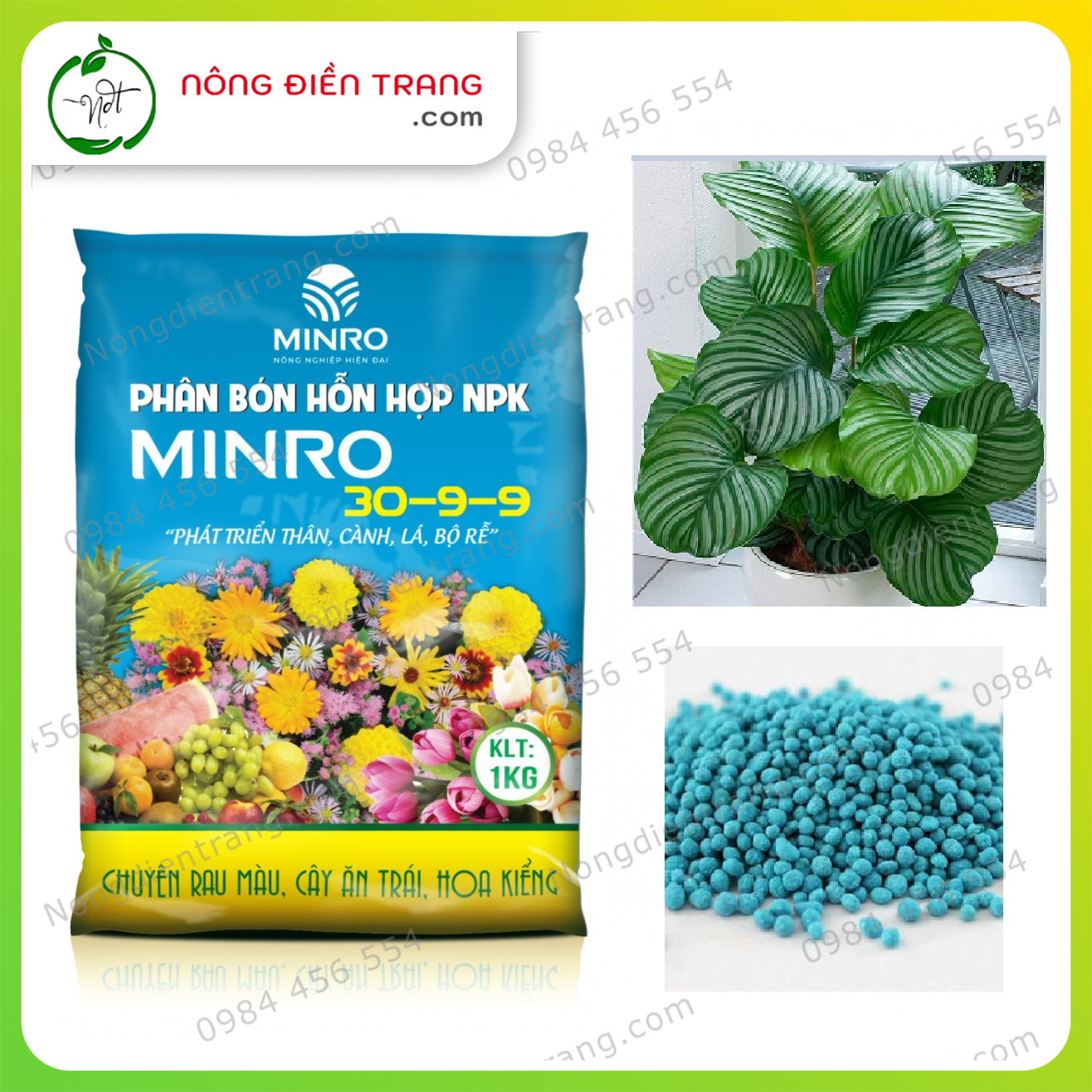 Phân Bón Hỗn Hợp NPK Minro 30-9-9 + TE - Phát Triển Thân, Cành và Bộ Rễ VTNN Nông Điền Trang