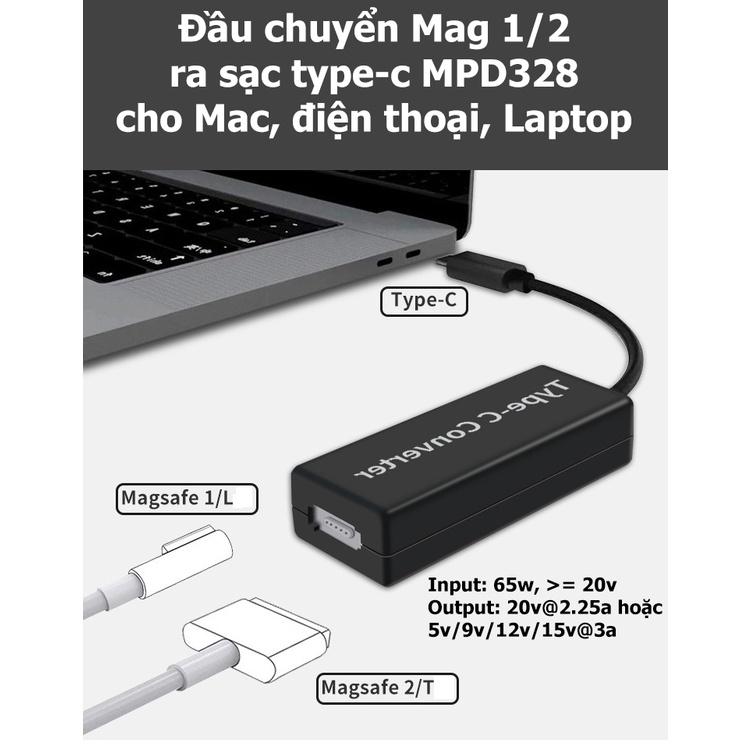 Cáp chuyển sạc Mag 1/2 ra cổng type-c 45w cho Táo, điện thoại, máy tính bảng - Hồ Phạm MPD328