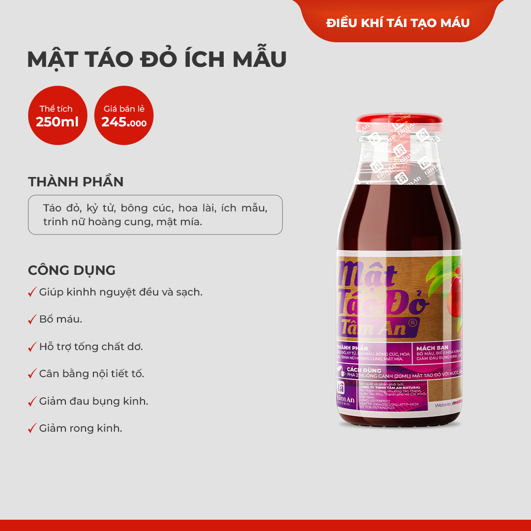 MẬT TÁO ĐỎ ÍCH MẪU HỖ TRỢ ĐIỀU HÒA NỘI TIẾT (250ml)