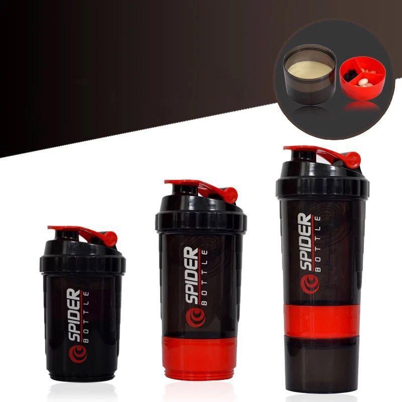 Bình nước thể thao - bình nước tập gym 3 ngăn 650ml