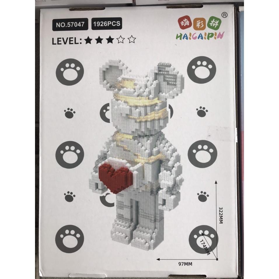 Đồ chơi lego Gấu Bearbrick lắp ráp mô hình cỡ lớn Hàng Đẹp bear brick (33cm) - Tặng búa