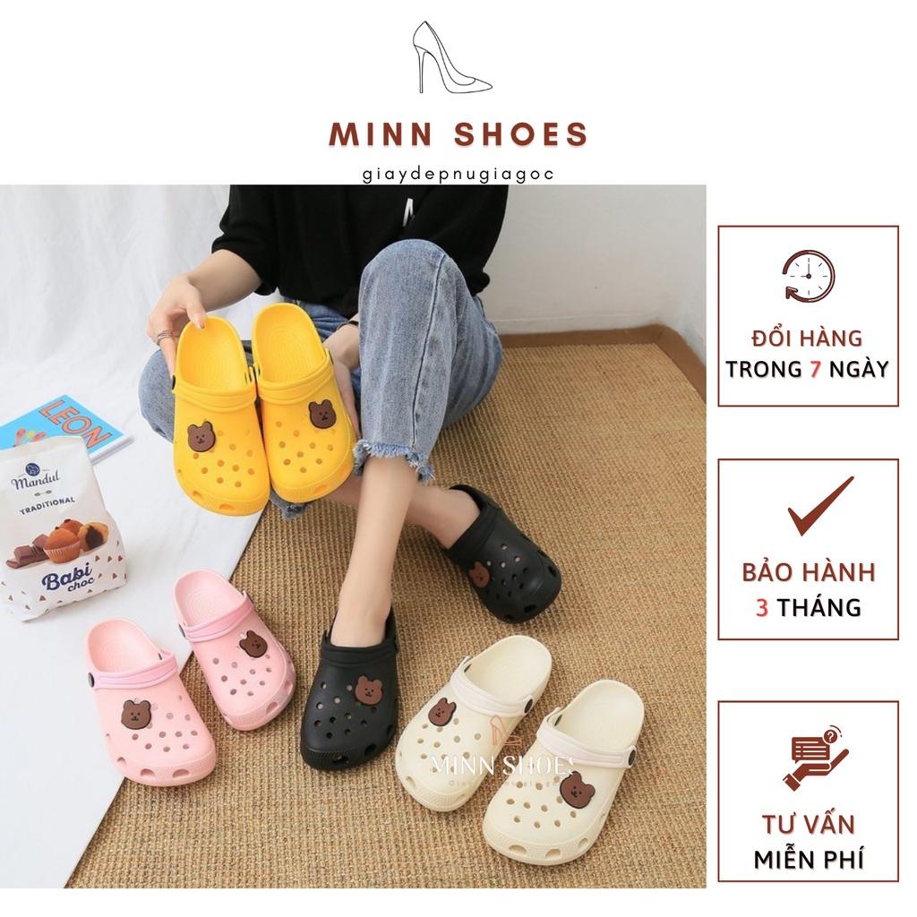 Dép sục gấu lỗ thông hơi đi mưa siêu nhẹ nam nữ MINN SHOES