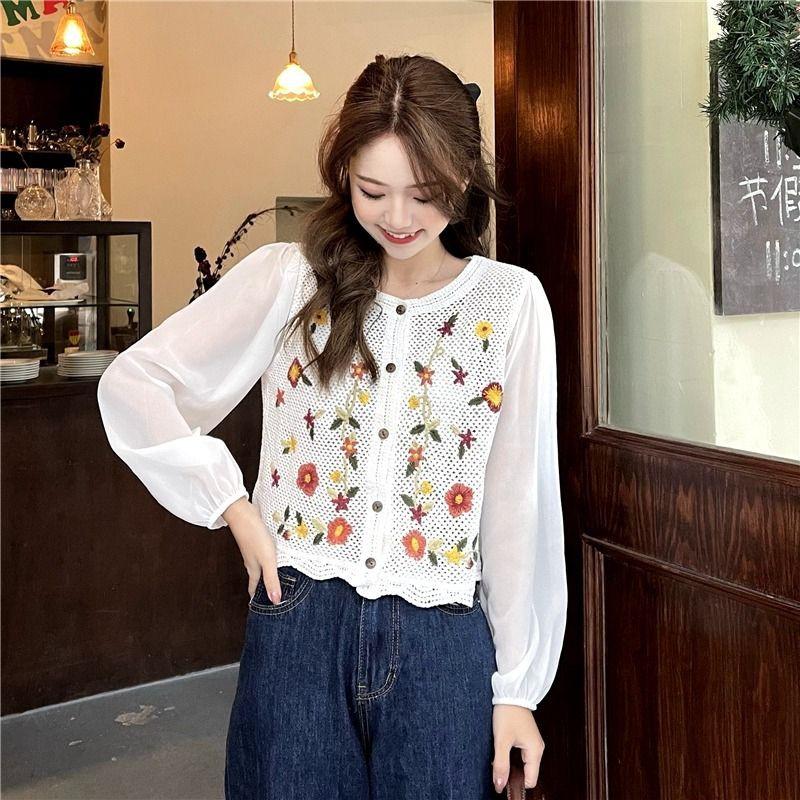 ÁO KIỂU NỮ THÊU HOA PHỐI TAY PHỒNG siêu xinh cho các nàng - HOTREND