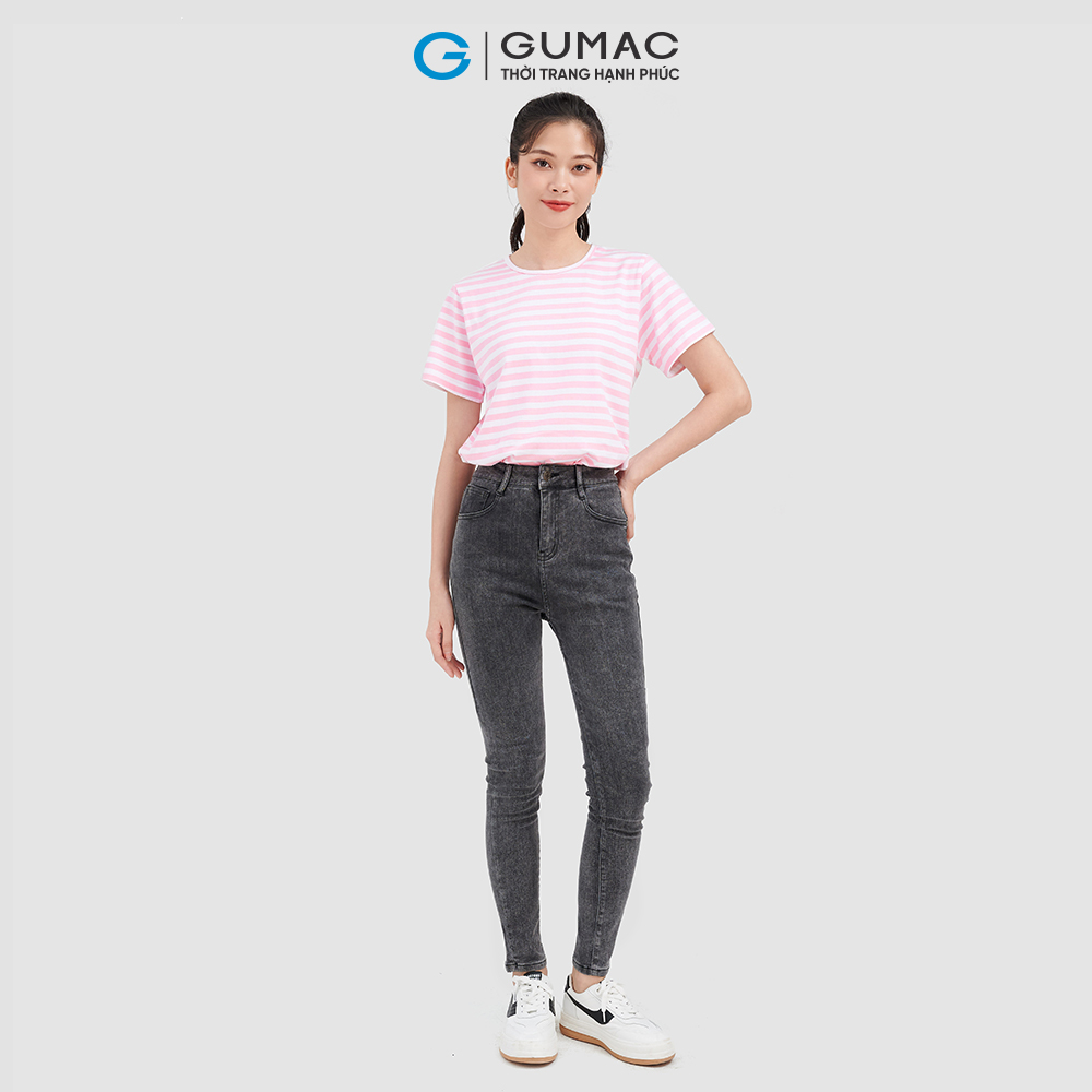 Áo thun nữ GUMAC ATC09049 áo thun cổ tròn sọc ngang nhiều màu năng động