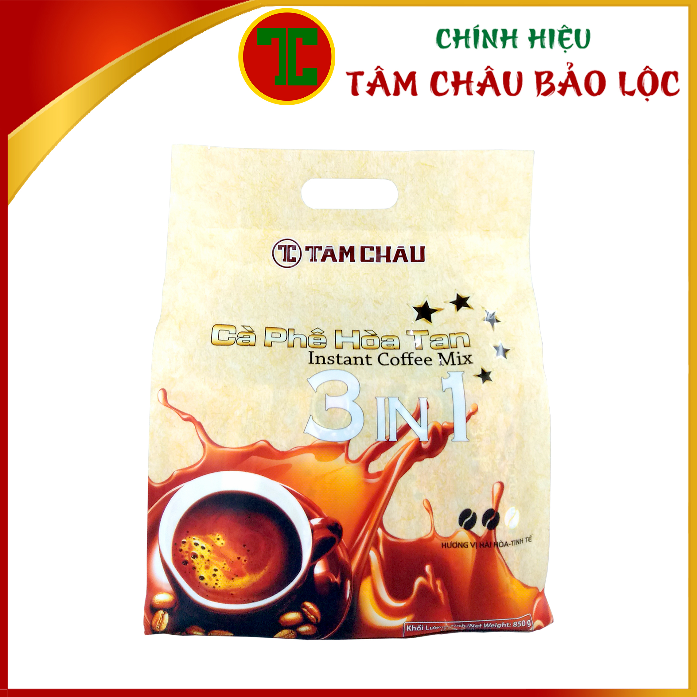 Cà Phê Hòa Tan 3 in 1 850G (50 Gói x 17G/Gói) - Chính hiệu TÂM CHÂU BẢO LỘC