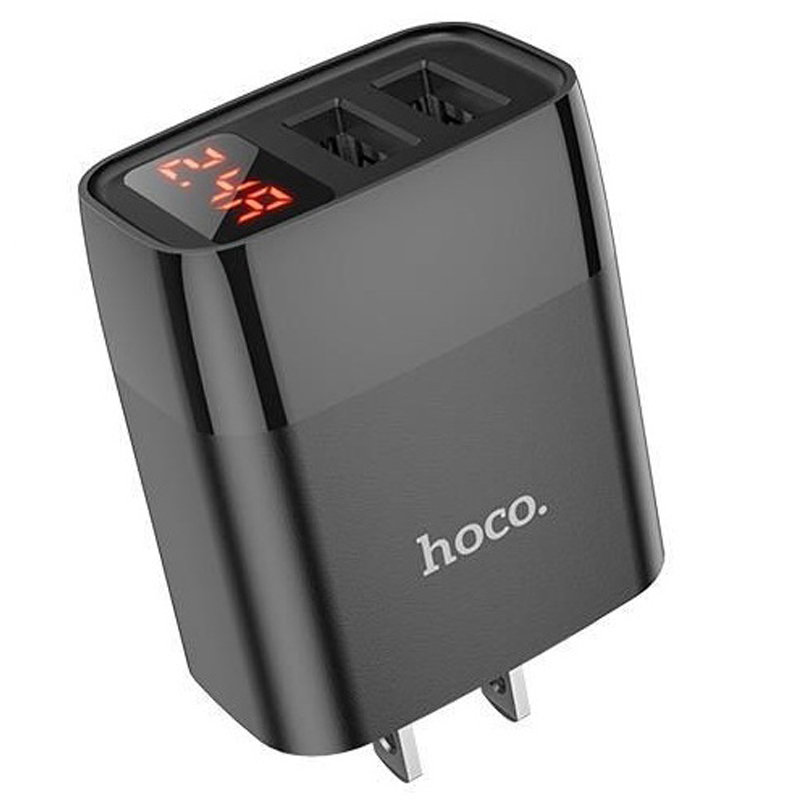 Cốc sạc 2.4A Hoco C86 màn hình Led hiển thị dòng điện chân dẹt 2 cổng USB chất liệu cao cấp ( 2 màu ) - Hàng chính hãng