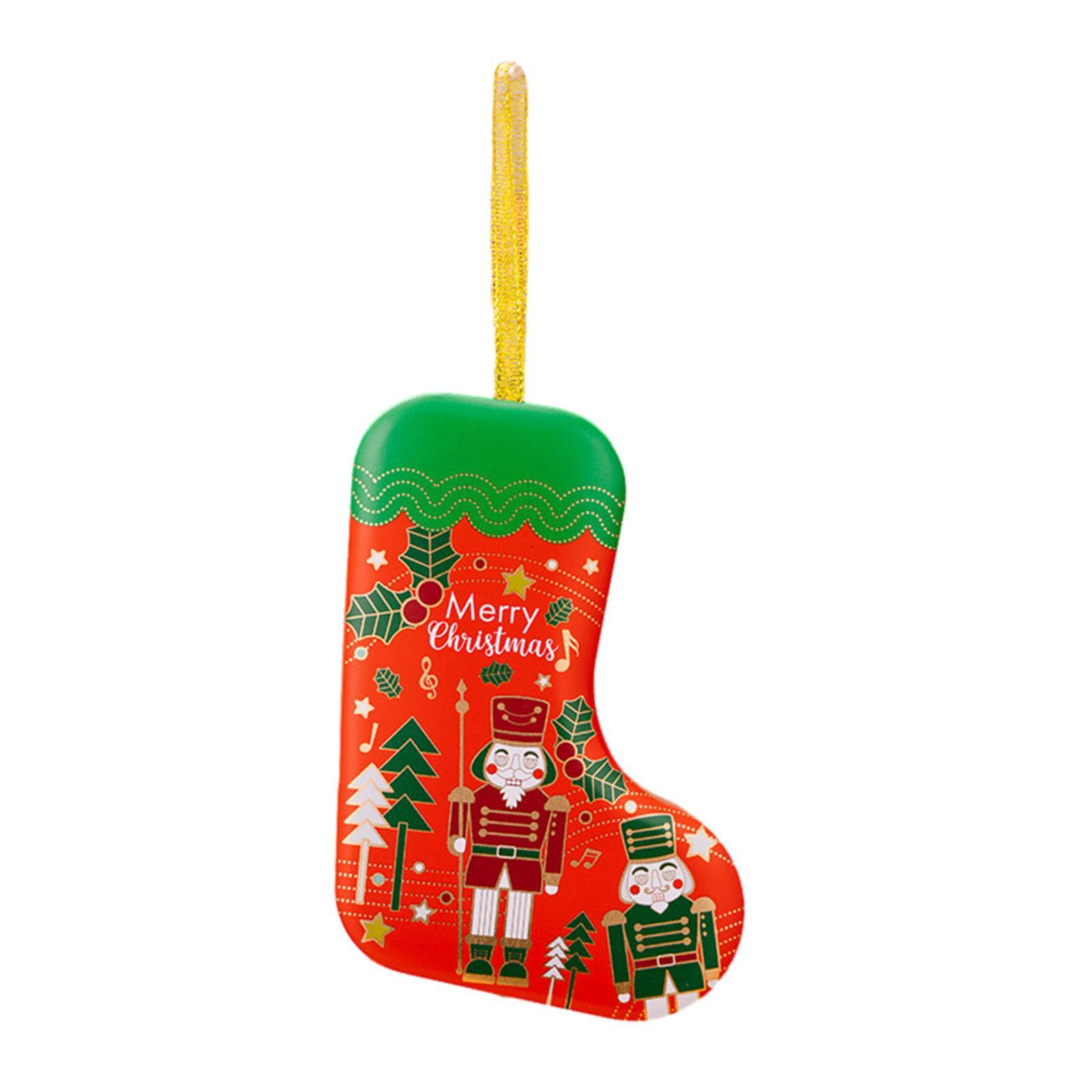 Christmas Tin Box Hanging Gift Box Unique Snack Container Cookie Tin Jar Treat Box for Christmas Tree Festival Party Supplies