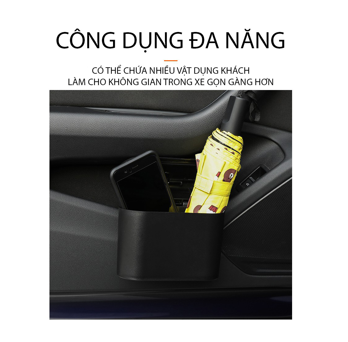 Thùng Rác Oto Mini, Hộp chứa Rác Xe Hơi Dễ Thương màu đen