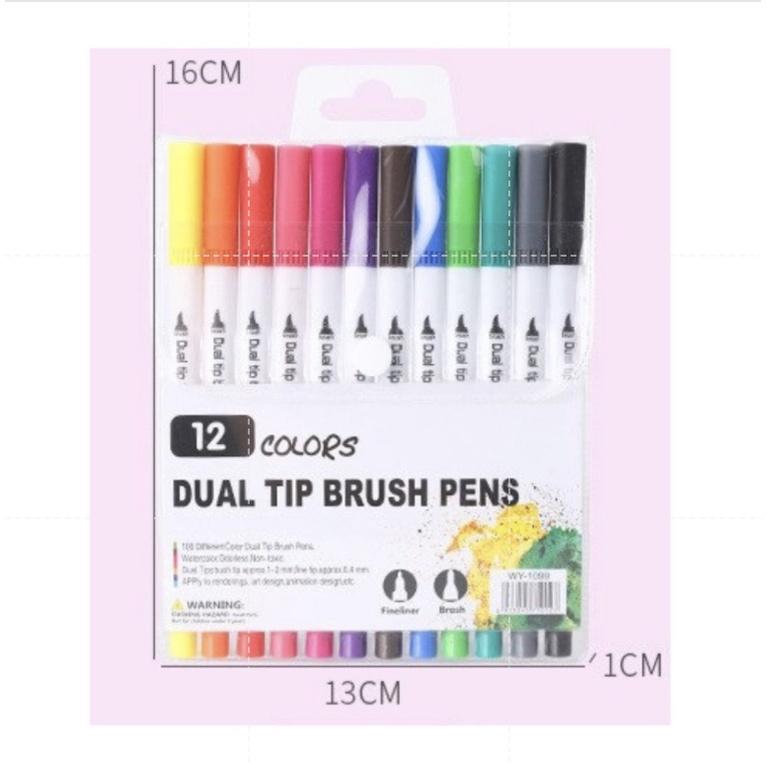 Bút 2 Đầu Kim + Brush Màu Dual Tip Brush Magic Fly Kháng Nước Tô Màu Bullet Journal ST477