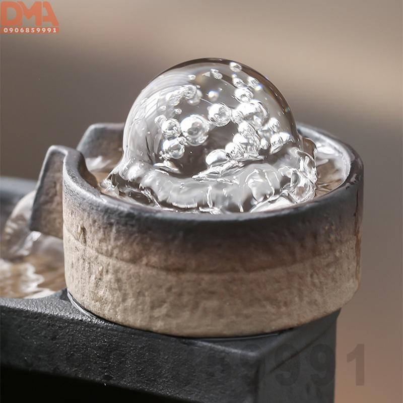 Thác nước gốm phong thủy,tiểu cảnh châu xoay trang trí cao cấp