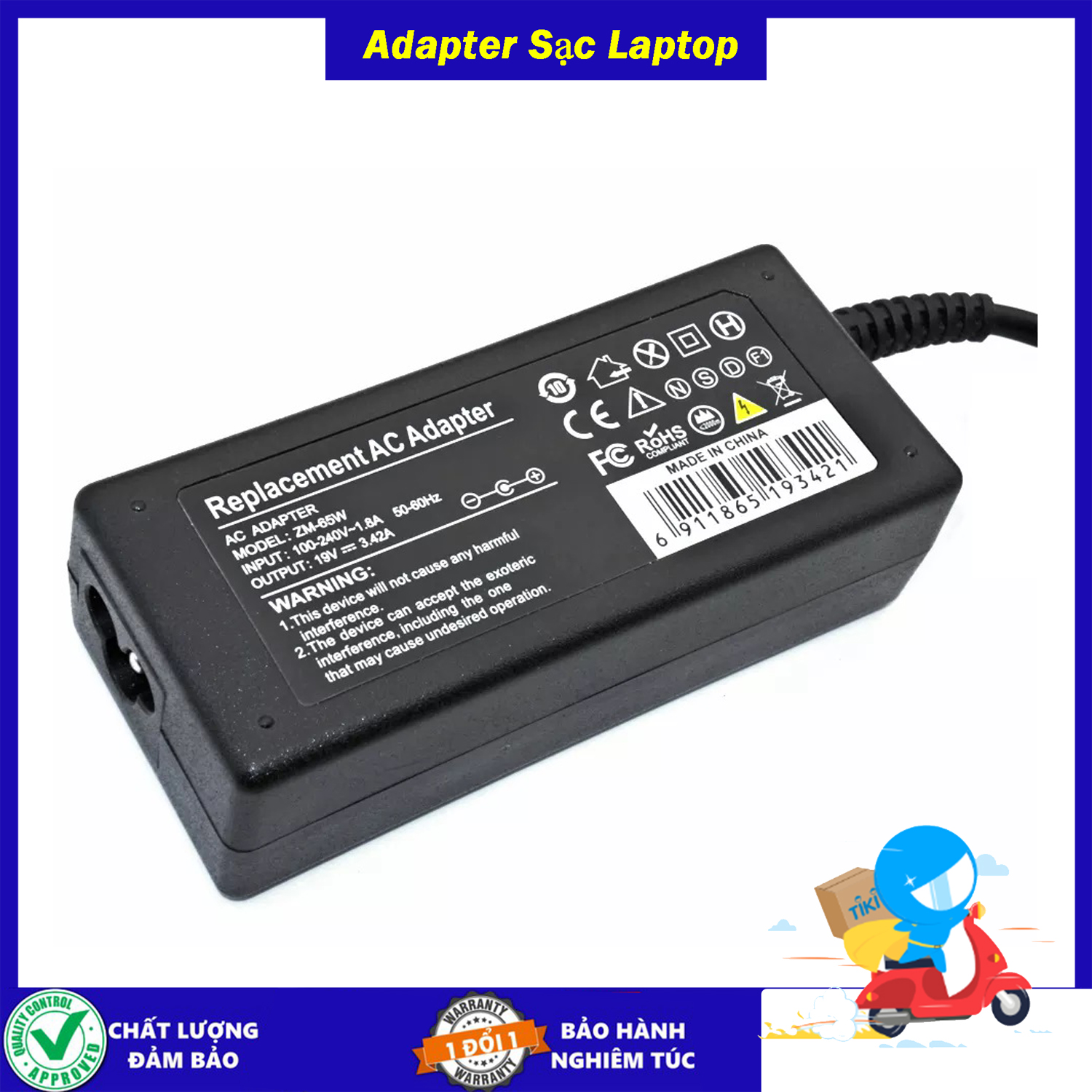 Sạc cho Laptop Acer 19V 2.37a 3.42a - công suất 45w/65w - Chân nhỏ mini 3.0mm x 1.1mm - Tặng kèm dây nguồn - Hàng Nhập Khẩu - Sản phẩm mới 100% New Seal