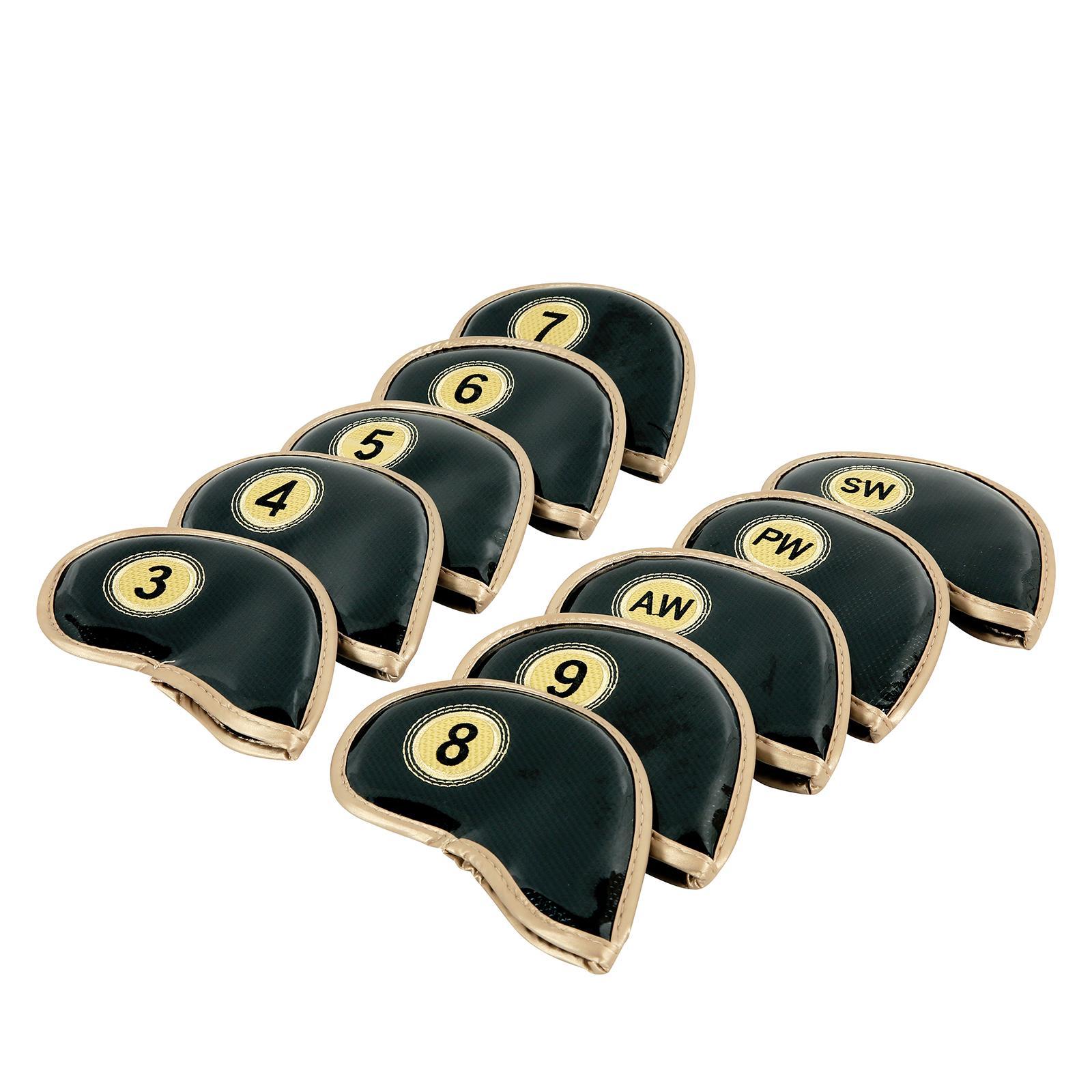 10x Golf Iron Headcover Set PU Golf Club Head Covers Golf Protective Headcover Set for Men Women