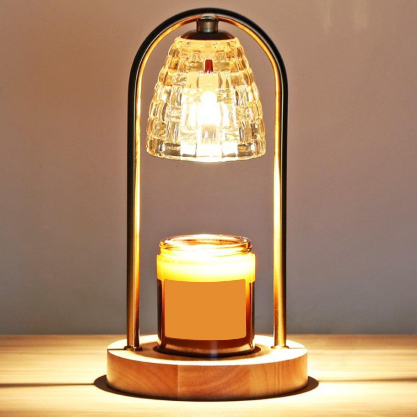 Electric Candle Warmer Lamp, Candle Wax Melting Lamp with Wooden Base Table Light Aromatherapy Lamp Home Decor Nightlight US Plug