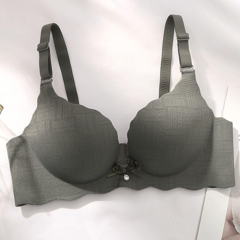 Áo Lót Nữ Đúc Su Không Gọng, 3D VÂN NỔI Đệm Dày 3 cm Viền Sóng Đính Nơ Nhỏ, có lỗ thông hơi thoáng khí Bra - Xanh lục