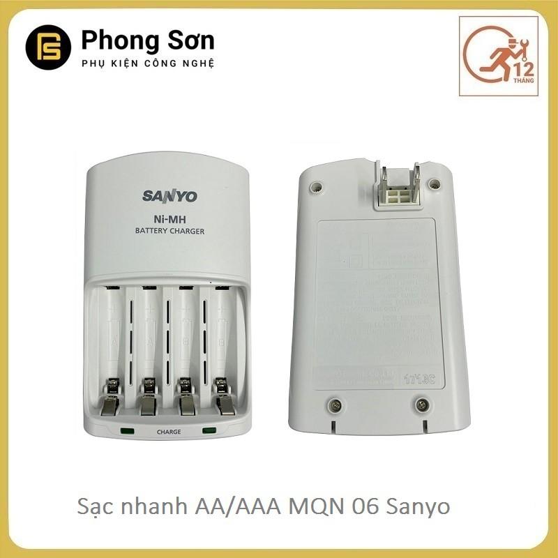 Bộ sạc pin AA AAA nhanh MQN06 Sanyo Kèm 4 viên Pin sạc AAA - Hàng Chính Hãng