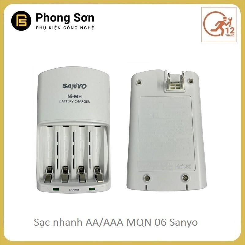 Combo Sạc pin AA/AAA MQN06 Sanyo ( Sạc nhanh ) + Pin sạc AA vỉ 4 viên 1900 mAh  - Hàng Chính Hãng