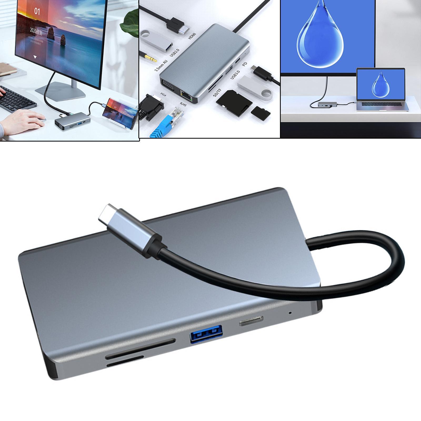 Portable USB C Hub Multi-Port Type-C To 9 in 1 USB 2.0 for Pro
