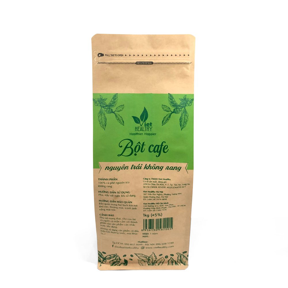 Bột Coffee Nguyên trái không rang Viet Healthy 1kg