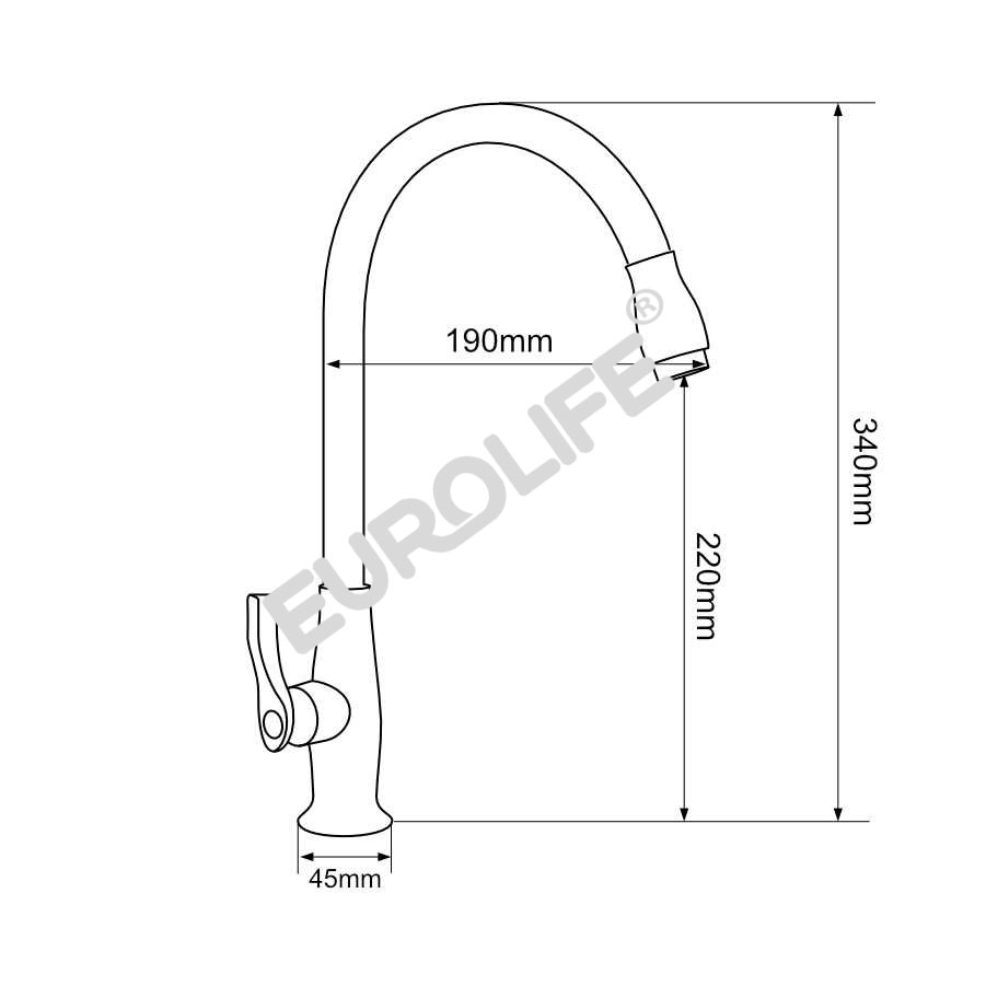 Vòi rửa chén lạnh Đồng mạ Chrome Eurolife EL-RC06 (Trắng bạc)