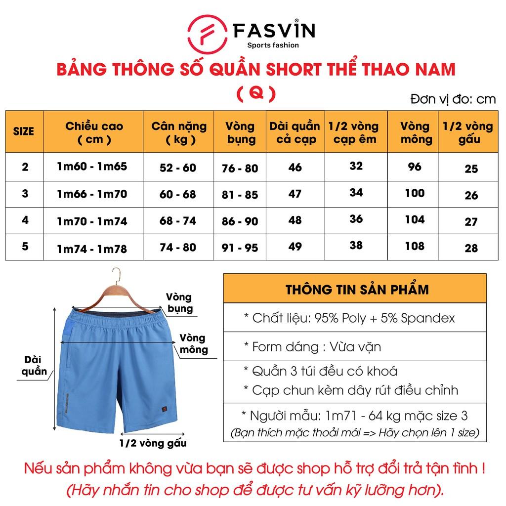 Quần đùi nam Fasvin Q21450.HN short thể thao vải gió chun trơn mát co giãn 4 chiều