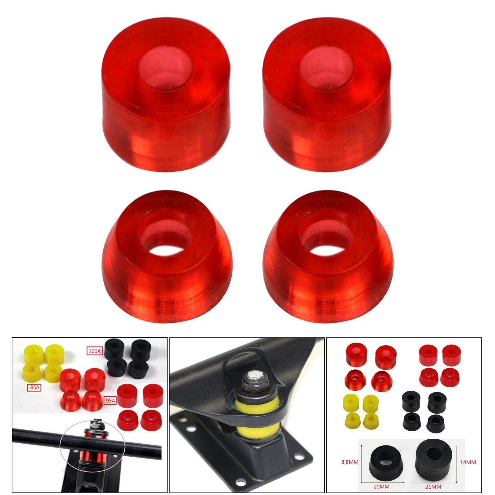 2x 4 Pieces Skateboard Bushings Longboard Truck Bushings Skateboard Cup Washers for Skateboard Trucks - Red 95A Longboard