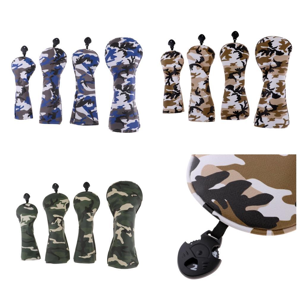 4Pcs Golf Club Headcover 460cc Driver  Covers 1 3 5 UT  Brown