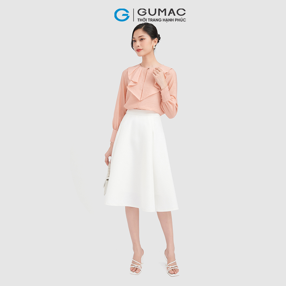 Áo kiểu nữ GUMAC AC10019 phom suông tay dài bèo kiểu nữ tính