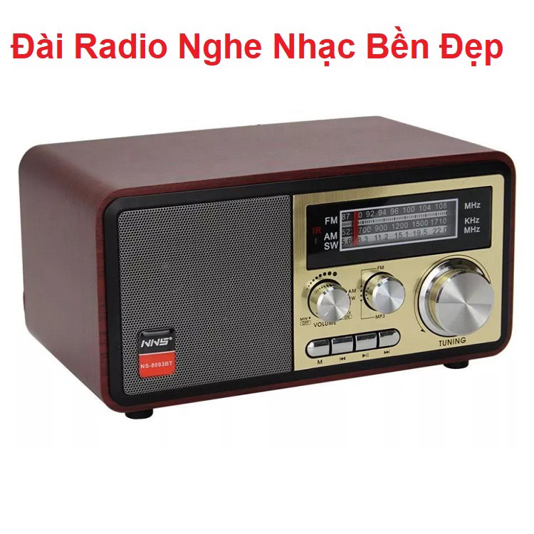 Đài Radio NS-8093BT, Bluetooth NNS, Bắt Sóng FM, AM,SW /USB/TF, Cổng Thẻ Nhớ Đài To âm thanh sống động - Hàng Chính Hãng