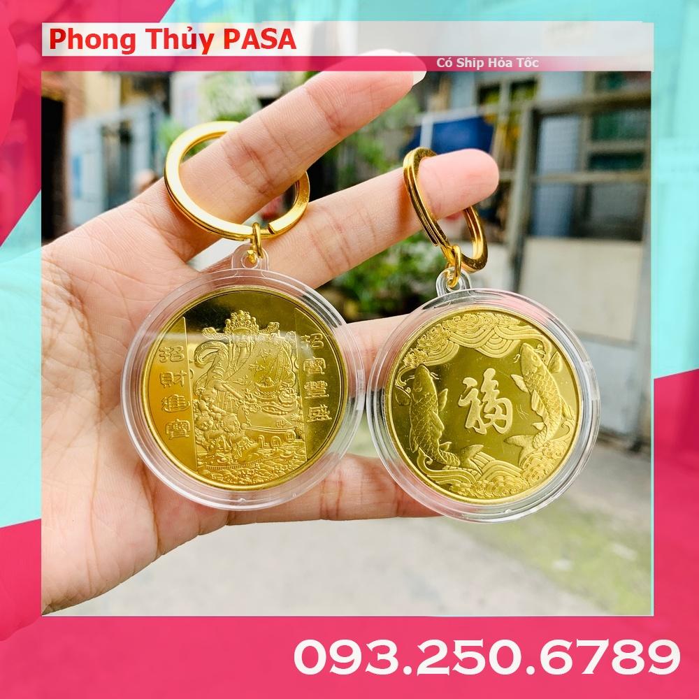 Móc treo chìa khóa xe máy oto Đồng xu thần tài hút lộc may mắn - PASA COLLECTION