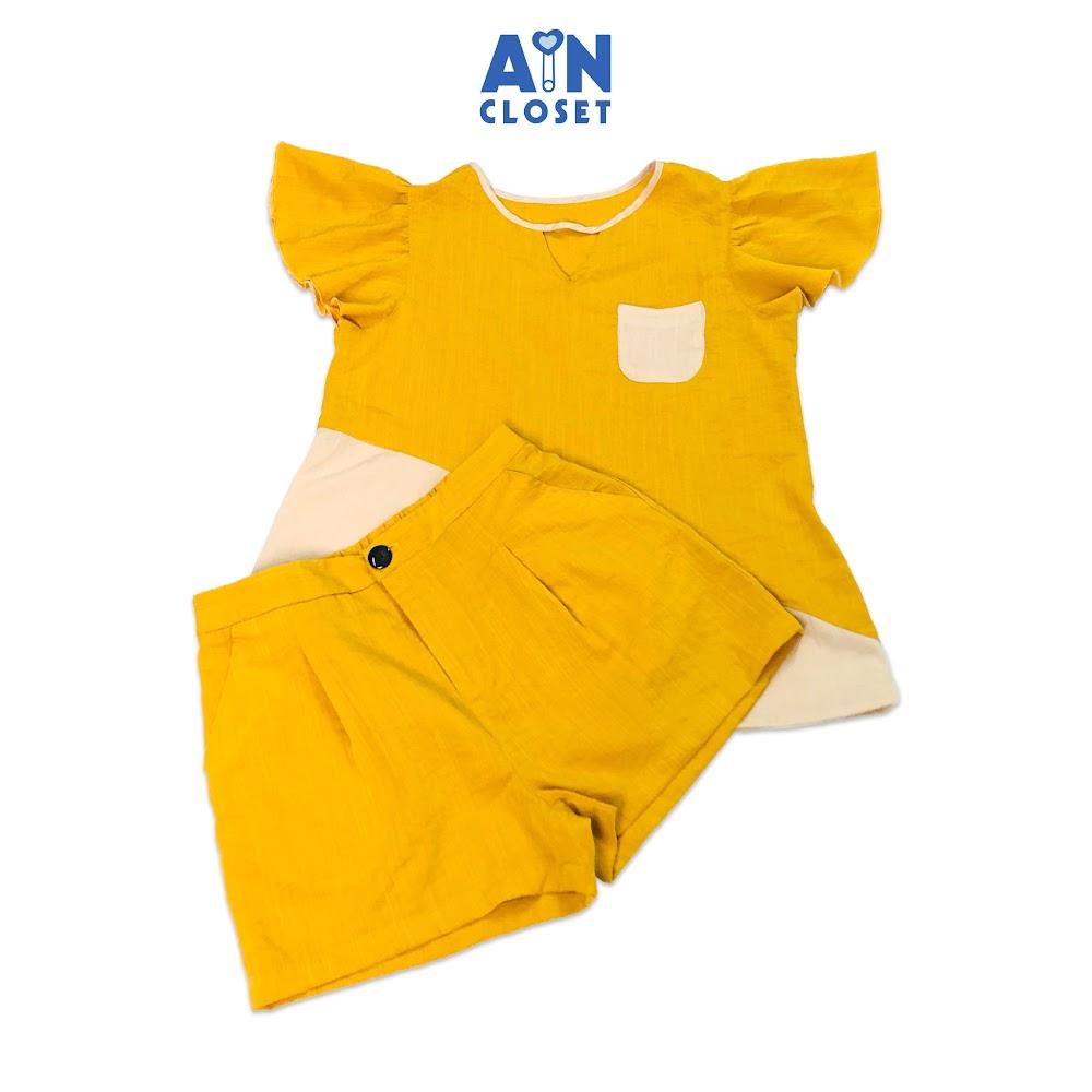 Bộ quần áo ngắn cho mẹ Vàng be đũi xước - AICDMEZVHZ51 - AIN Closet