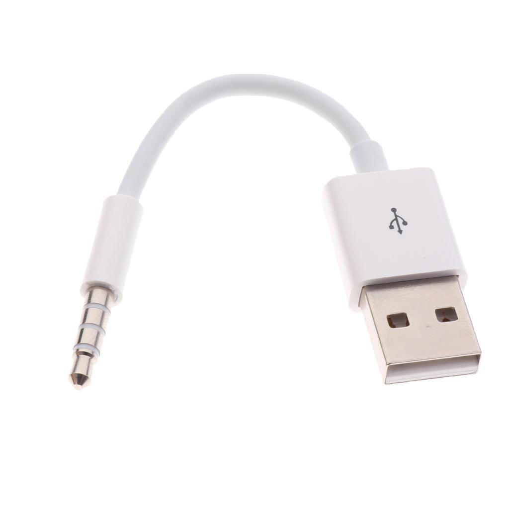 White AUX Audio to USB 2.0 Male Adapter Cable 3.5MM Charging Cable Cord for iPod
