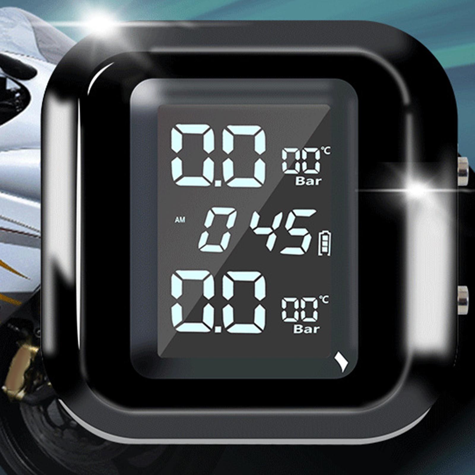 Wireless Motorcycle TPMS USB Solar Charging Tyre Temperature LCD Digital Display Tire Pressure Monitoring System High Accurancy 0 - 4 Bar