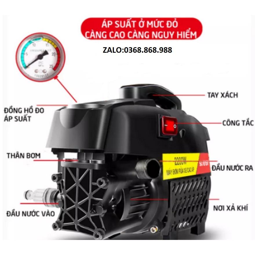 máy rửa xe gia đình, may rua xe công suất mạnh 2200W, may rua xe mi ni, máy rửa xe áp lực cao, máy xịt rửa xe dễ dàng sử