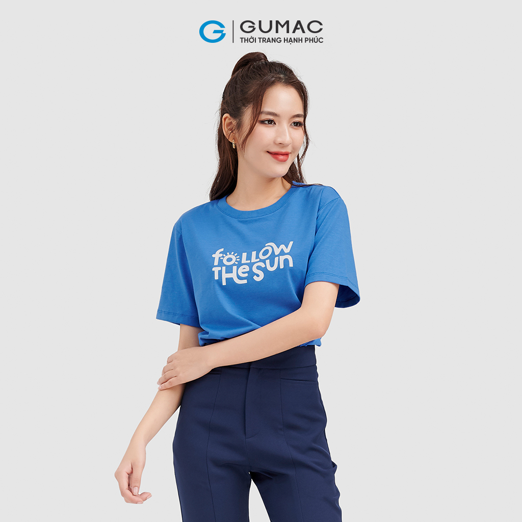 Áo thun nữ GUMAC ATC08079 cổ tròn in chữ