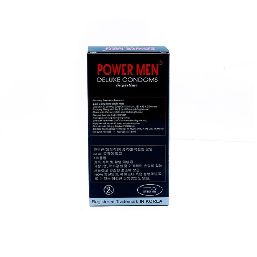 Bao cao su Siêu mỏng truyền nhiệt hình Power Men Superthin hộp 12 cái