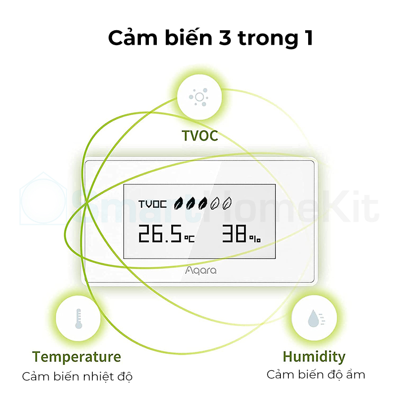 [Bản Quốc Tế] Cảm biến đa năng Aqara TVOC Air Quality Monitor có màn hình LCD - Hàng Chính Hãng