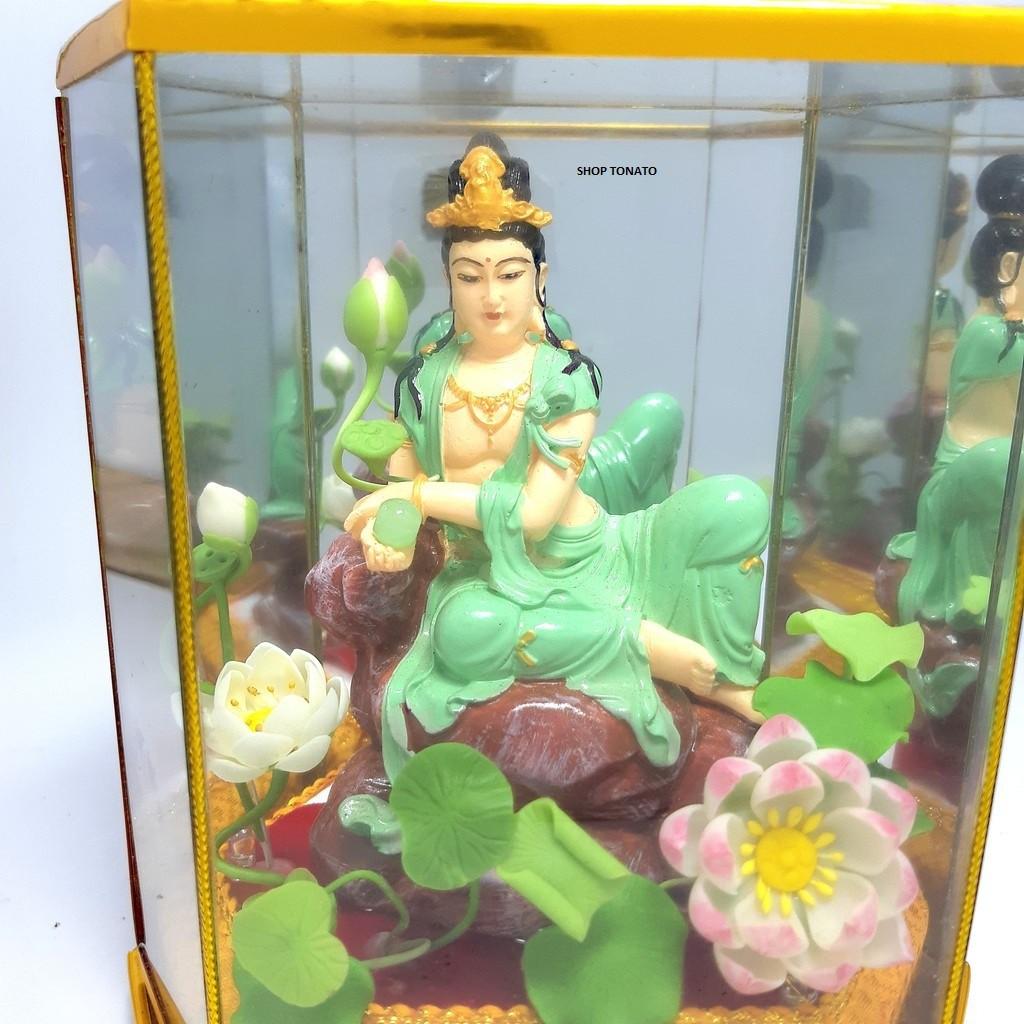 PHẬT QUAN NGỒI ĐÁ HỘP ĐÈN CAO 17CM