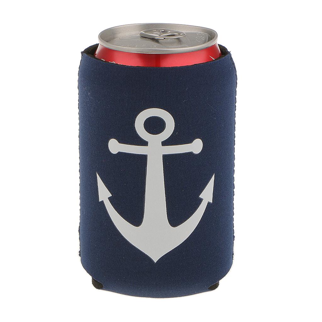 1 Pair Nautical Anchor Soda Beer Bottle Tin Can Cooler Chilling Sleeve Holder