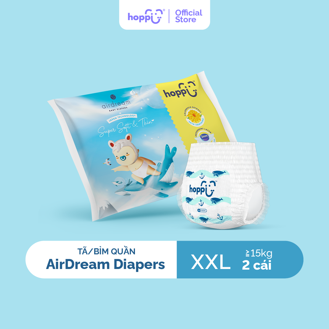 Gói dùng thử Tã / bỉm quần Hoppi AirDream Diaper M / L / XL / XXL số lượng 2 miếng