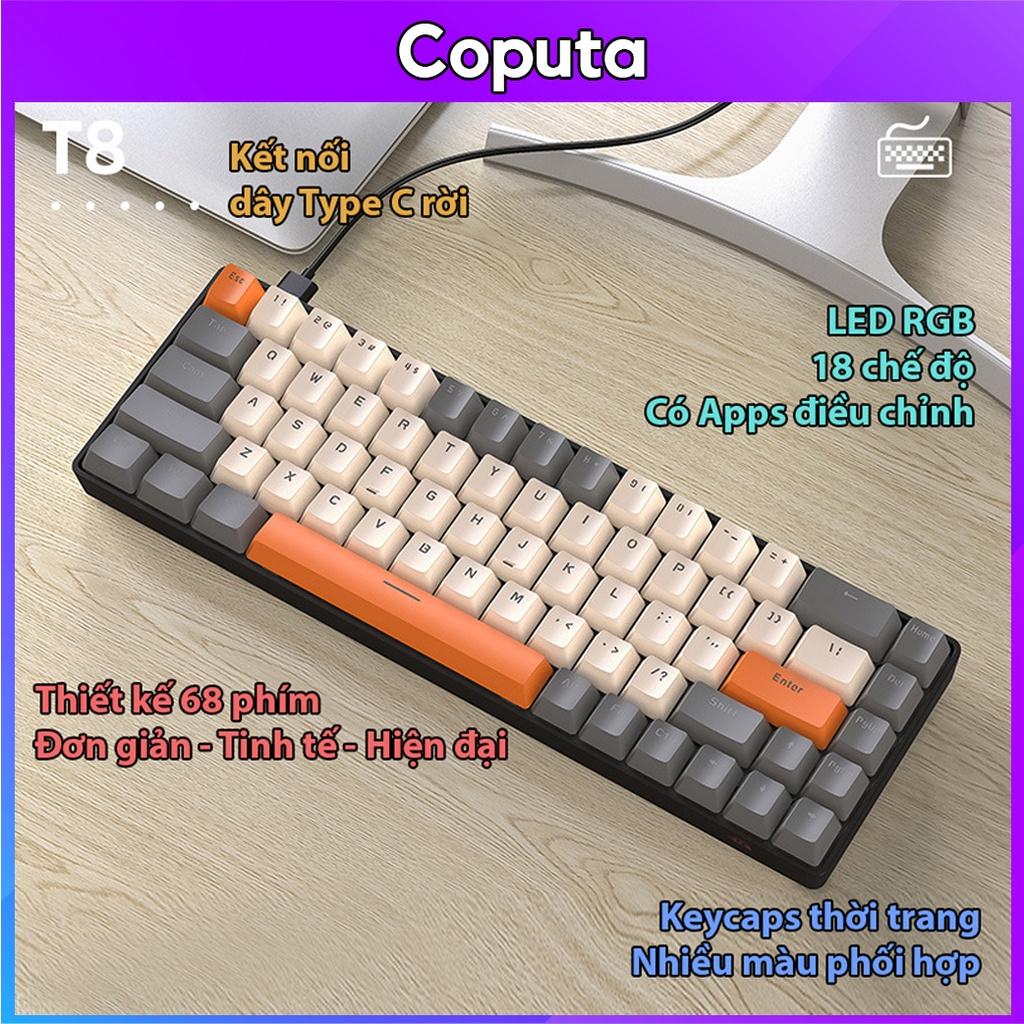 Bàn phím cơ Coputa Bàn phím cơ có dây mini laptop máy tính LED RGB T8