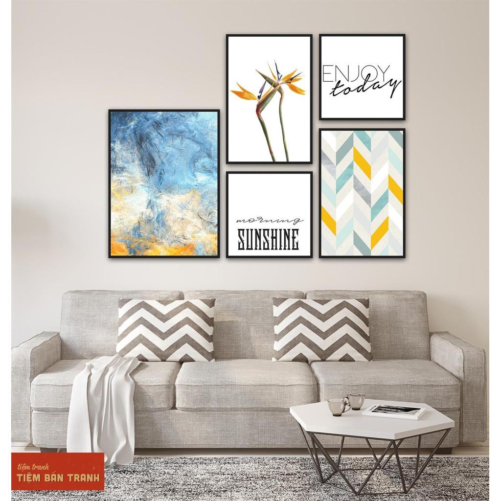 Tranh treo tường - Bộ 5 tranh canvas Bắc Âu hiện đại 21 , tranh canvas giá rẻ
