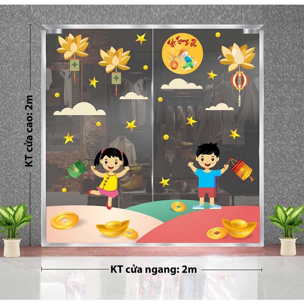 Decal trang trí trung thu 2021 bé vui hội bên chị hằng