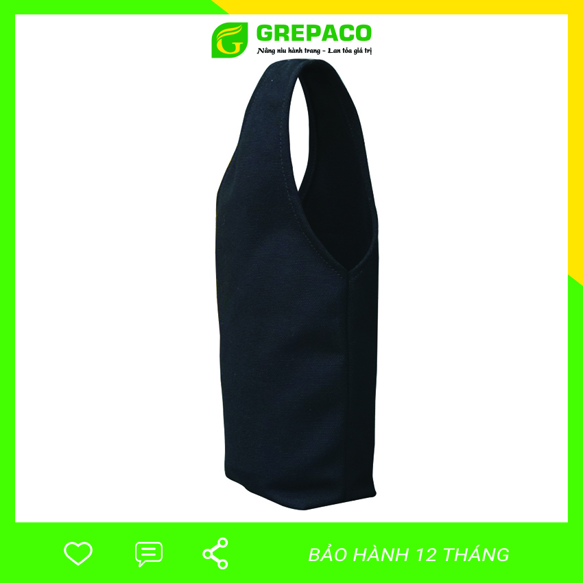 Túi Đựng Bình Nước Grepaco Giữ Nhiệt Dạng Quai Xách Thể Thao Phù Hợp Bình/Ly Nước Thể Tích 500ml, 750ml, 800ml, 900ml, 1500ml – Vải Bố Canvas Màu Đen Phong Cách Thời Trang Bảo Vệ Môi Trường