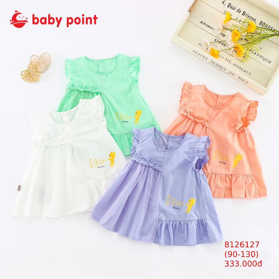 Áo váy cotton pha ren mềm mát cho bé gái