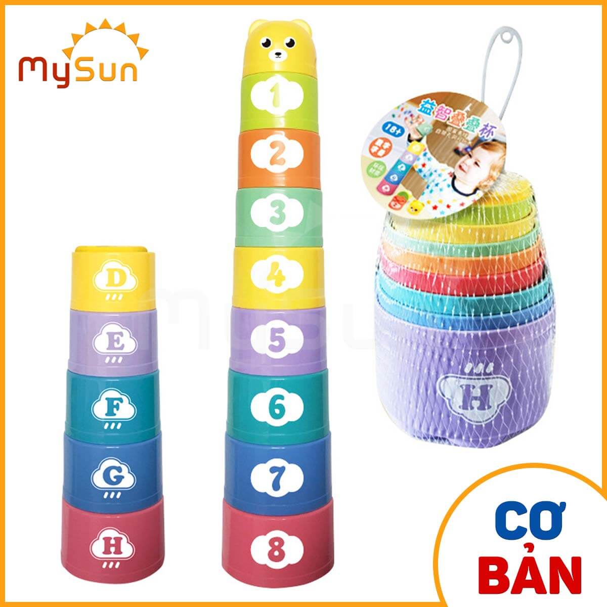 Đồ chơi xếp tháp chồng cốc thông minh giáo dục trí tuệ  cho bé học tập đếm số và chữ cái cho bé MySun