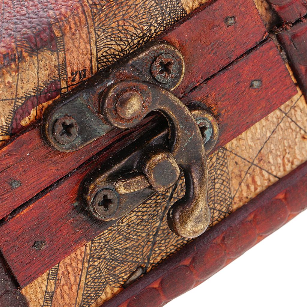 Vintage Metal Lock Jewelry Treasure Chest Case Wooden Box Storage Box Gift