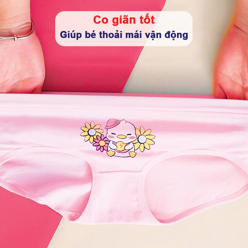 Quần chip bé gái, Quần chip cho bé 2-12 tuổi hình vịt chất thun co giãn thoáng mát nhiều màu sắc – C013