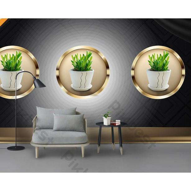 Tranh dán tường Tranh chậu cây xanh vươn lên trong ánh nắng, tranh dán tường 3d hiện đại MS1266238